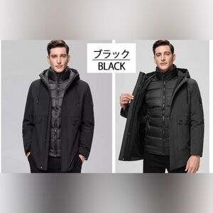 Men's 2way Sleek Black Puffer Jacket 170/88A